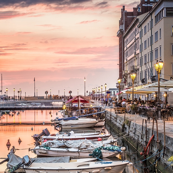 Canal grande in Trieste city center, Italy, Europe
